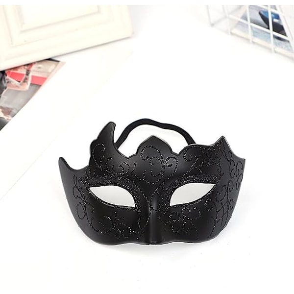 Svart - Venetiansk mask, maskeradmask, venetiansk mask för cosplay, karneval, temafester, för män och kvinnor.
