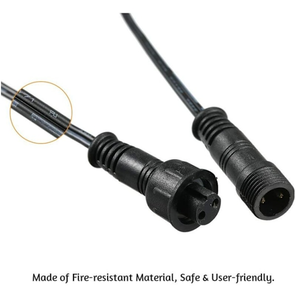Forlængerkabel, 10 stk., til LED-downlights, IP67 vandtæt, 1M / 3,3Ft, med han- og hunstik