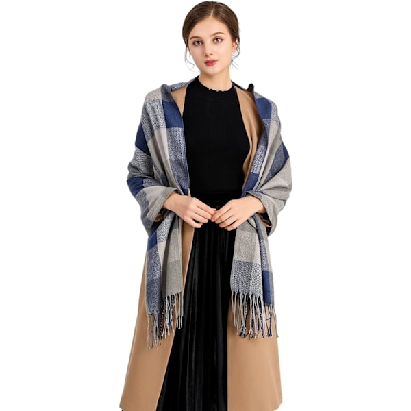 Dam Scarves Vinter Lång Mjuk Varm Tartan Check Wraps Ull Spinning Tassel Sjal Stole Scarf Damer