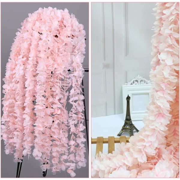 Pink-5 PCS Silke Stof Kirsebær Blomster Girlande + Plastik Vin Girlande 1m Lang Hængende Girlande til Hjem, Have, Bryllup, Fest og Stue