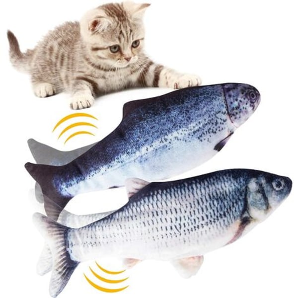 2 stk kattelegetøj, realistisk simulerings elektronisk fiskelegetøj, kattelegetøj M