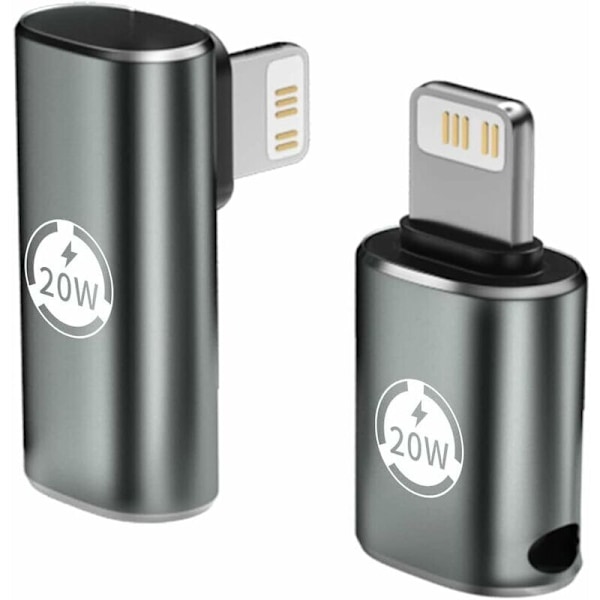 USB C till Light-Ning adapter, stöder 20 W PD, snabbladdningsfunktion för i-phone I-Pad i-pod kompatibla serier (2-pack i-dos telefon hane adapter till usb