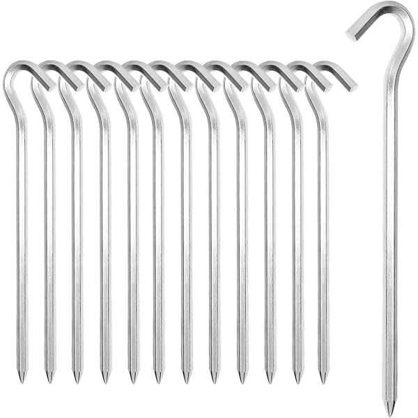 Aluminium teltplugger, 14 stykker 18 cm teltkroker teltplugger harde bakkeplugger, ideelle for hagearbeid, camping, fiske og telt