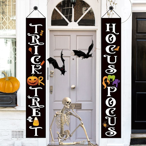 2 stk. Halloween veranda skilt banner Halloween Couplet banner hoveddør veranda udendørs Halloween dekoration
