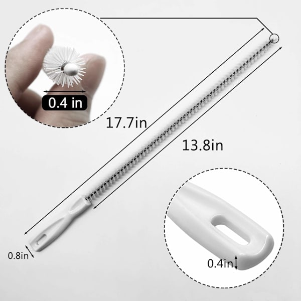 45cm Fleksibel Rør Rensning Vask Rengøring Børste, Afløb Kloak Hår Fanger Slange, Tilstopning Fjerner Unblocker Rengøringsværktøj, Spiral Nylon Børster, Pakke af