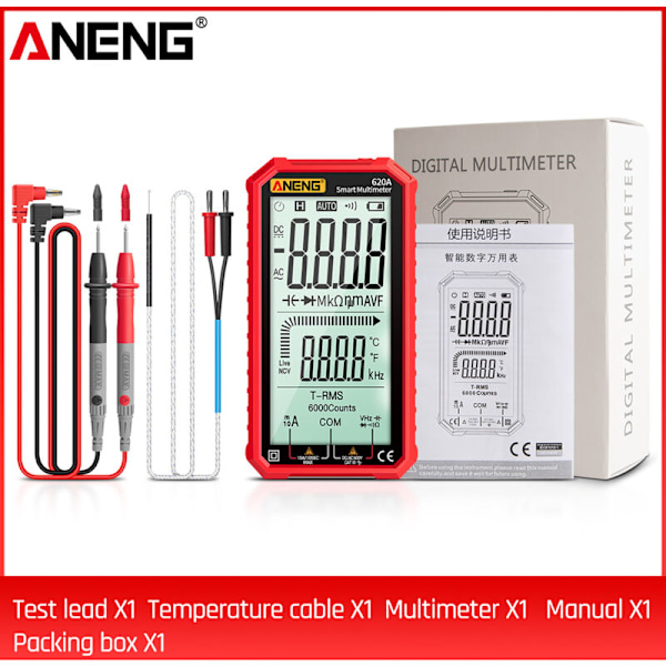 AC/DC digital multimeter med 4,7-tums multimeter LCD-skärm True-RMS Ultraportabel Multi-Portabel Automatisk Mätare med Ampere, Volt, Ohm, Kapacitet