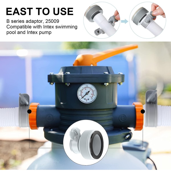Passar för INTEX filterpumpanslutning Set med 2 adaptrar 32-38mm