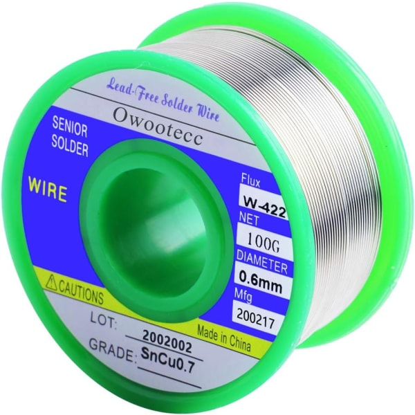 0,6 mm lödtråd för lödning Sn 99,3%, Cu 0,7% med kolofoniumflödesbas för elektrisk lödning, 100 g