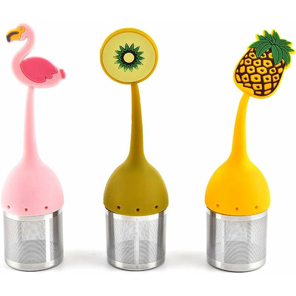 Silikone Te-infuser, 3 stk. Urte Te-filter, Sød 304 Rustfrit Stål Mesh Te-filter Med Silikone Håndtag Til Løs Te