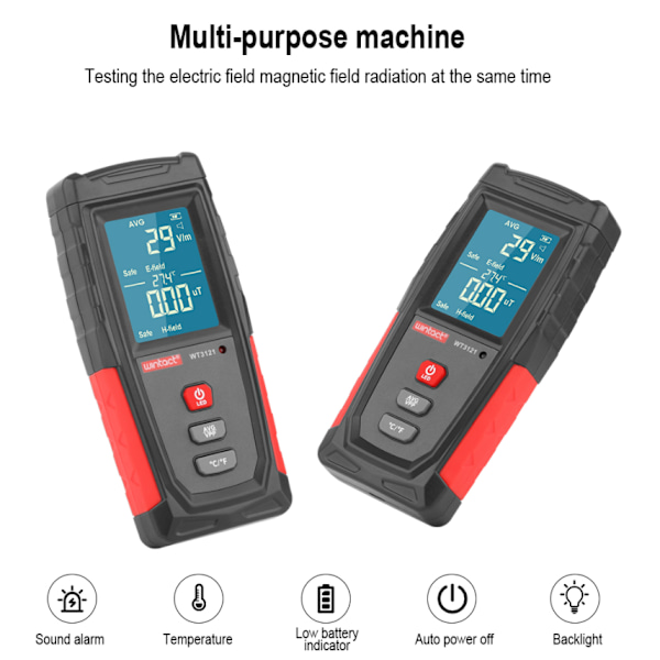 Elektrisk fält Magnetiskt fält Dosimeter, Hushålls EMF-mätare Testare, Digital LCD-skärm Elektromagnetisk vågstrålningsdetektor