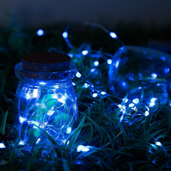 Strålkastare, LED-eldljusslingor DIY-dekoration sovrumstält planter vägg (blå)