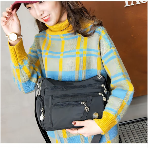 Naisten crossbody-laukut, rennot käsilaukut ja olkalaukut, nailonista valmistetut käsilaukut, kevyet, vedenpitävät crossbody-laukut, varkaudenestolaukut (musta)