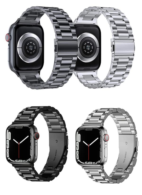 Apple Watch-rem, rustfrit stål, Apple Watch-erstatningsrem, længdejustering (sort) (38/40/41MM)