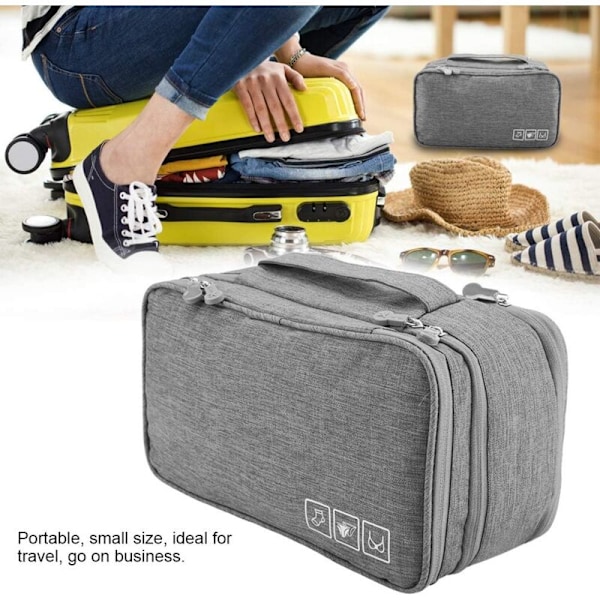 Säilytyskassi - Kannettava Voyage -säilytysjärjestäjä vedenpitävä alusvaatteille Vene Pehmeät sukat Chaussetes-kassi USB-kotelo (harmaa)