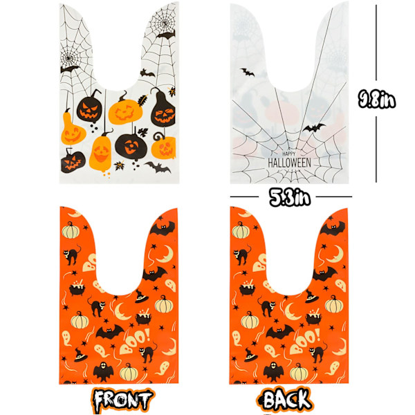 100 stk. Halloween slikposer, børns trick or treat poser, gaveposer, søde kaninører små Halloween kager plastik gaveposer
