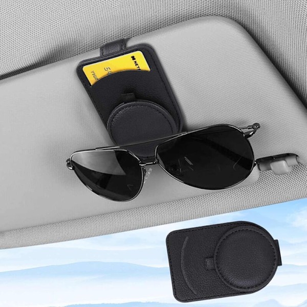 Upbeat Bilbrilleholder, Magnetisk Støtte til Bilbriller, Multifunktionel Læder Organizer til Bil, Solbrilleholder Clip, Tilbehør Solskærm