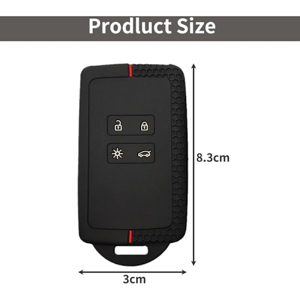 Bilnøgle Etui Kompatibel til Renault Clio Megane Koleos Kadjar Kangoo Twingo Talisman Captur Espace Dacia Duster Silikone Bilnøgle Cover (Sort-1 stk)