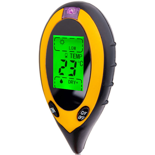Jordtester 4 i 1 til test af pH-meter, sollys, temperatur, hygrometer