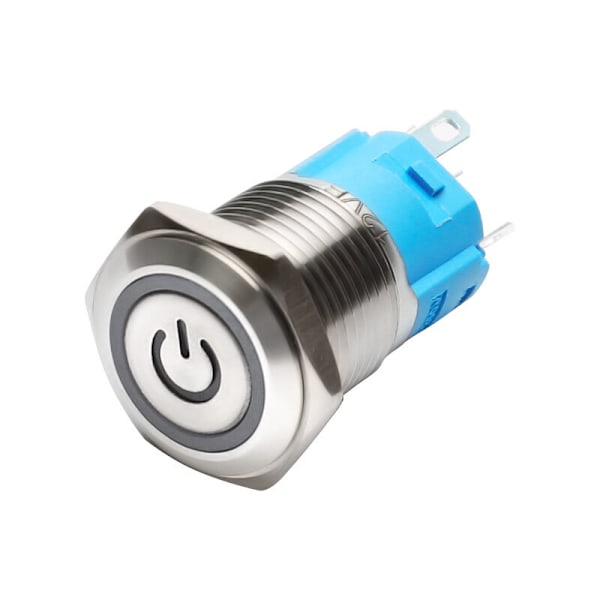 2kpl 16mm 12V/24V 5A Itselukittuva Painonappikytkin Ruostumaton teräs IP65 Vedenpitävä Esijohdotetulla Liittimellä (Punainen LED)