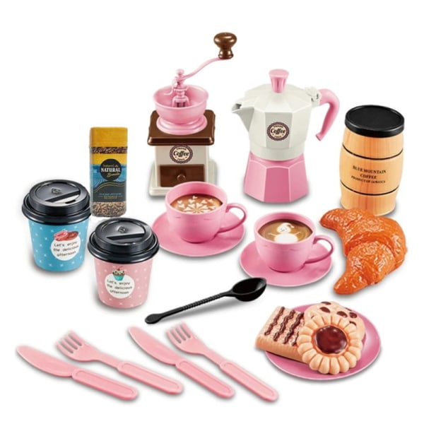 Flicksimulerade kaffesnack, afternoon tea- set, leksaker för lekhus, födelsedagspresenter lämpliga för barn