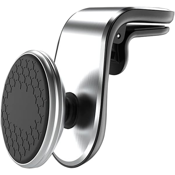 Magnetisk telefonholder til bil (sølv), universel biltelefonholder med 360° rotation, magnet til telefon i bilen og en knap til frigivelse til sikker kørsel