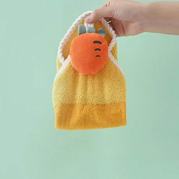 (Gul) Søt hengende håndkle - Dekorativt baderomshåndkle - Soft Ab