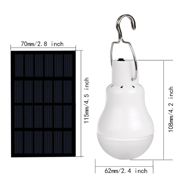 1 stk bærbar solpære 150LM1600mA LED solcellelys camping hage uteplass nødhjelps kjæledyrhuslys