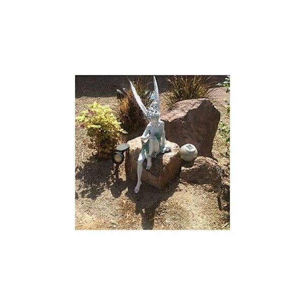 1 stk. Sittende Fe Statue Resin Hage Ornament Håndverk Gård Landskapsdekorasjon