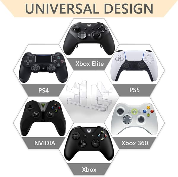 Gamepad-holder til PS5/PS4/PS3/Xbox One, S, X, 360/Xbox Elite/Níntendo Switch, 4 i 1 manuel spilholder med base