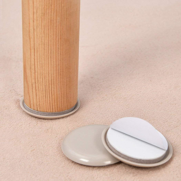 Möbelglidare 16 st självhäftande 54 mm runda möbelglidare för golvskydd (beige)