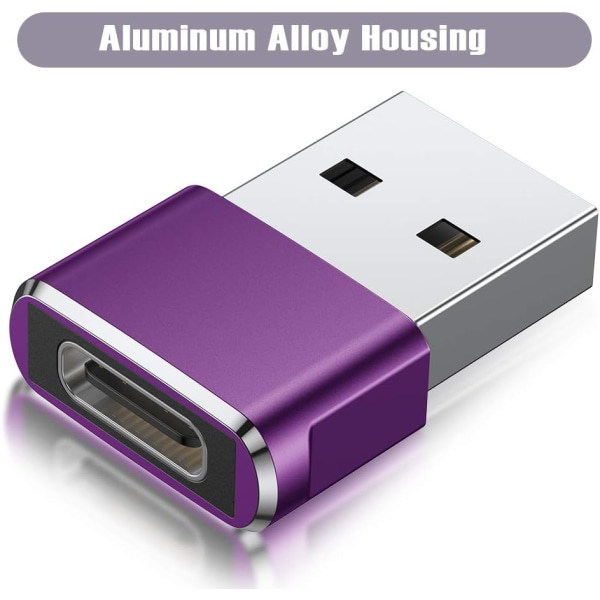 Lilla - 3 Pack USB C Hunn til USB A Mann Adapter, Converter C Ch