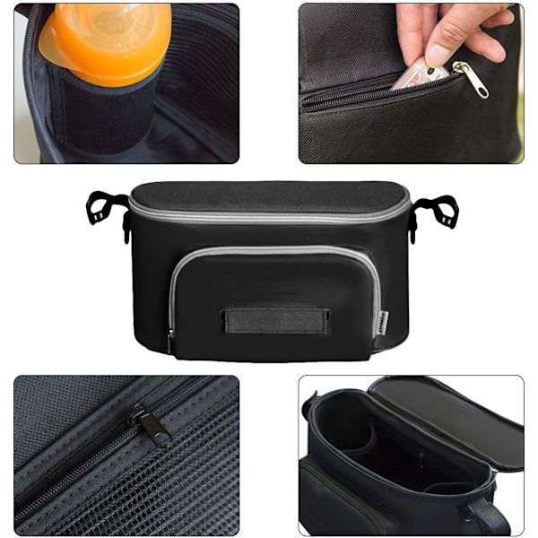Baby Multi-Function Bag, Baby Stroller Storage Bag Storage Bag for Baby Carriage, Diaper Bag Hanging Stroller Hanger, Waterproof, Universal