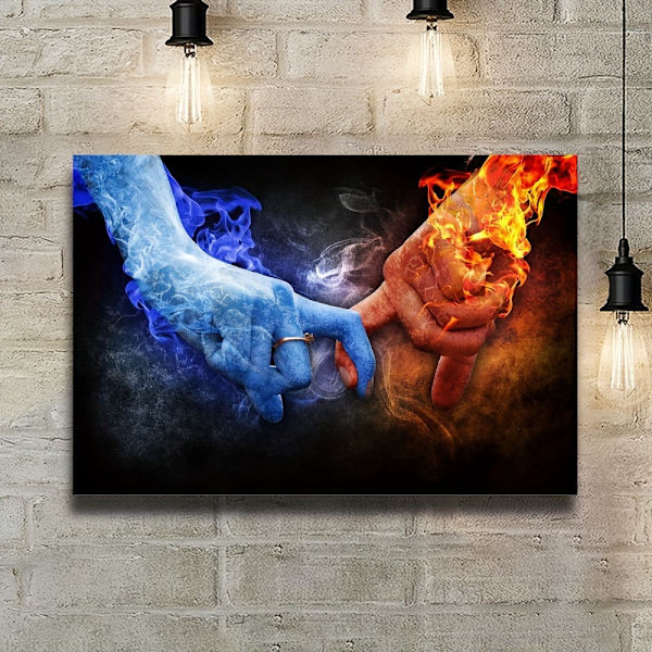 Hand-in-hand canvas målning kärna högupplöst bläckstrålemålning ramfri dekorativ målning vardagsrum sovrum heminredning
