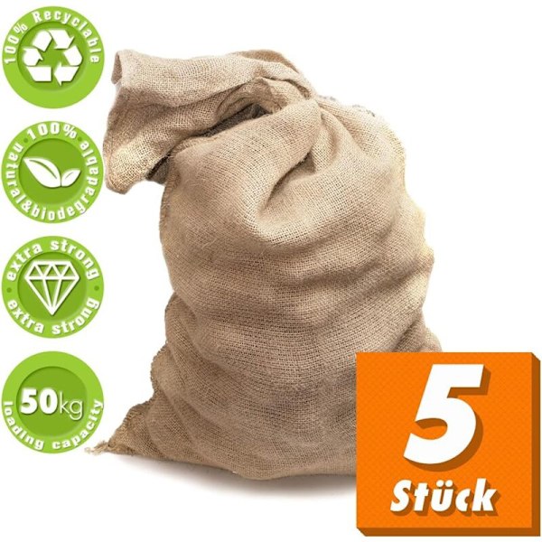 5 kpl:n juuttikangaskassit 200g/m2 Universal--60x100cm