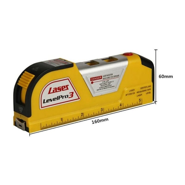 2,5M Laserpass Horisontell Vertikal Justering / Måttband Inklinometer Mätningsverktyg Multipurpose Vertikal Linjal