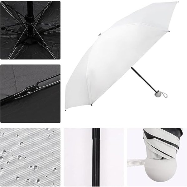 Hvid foldeparaply, 6 ribben paraply Vindtæt og ultralet