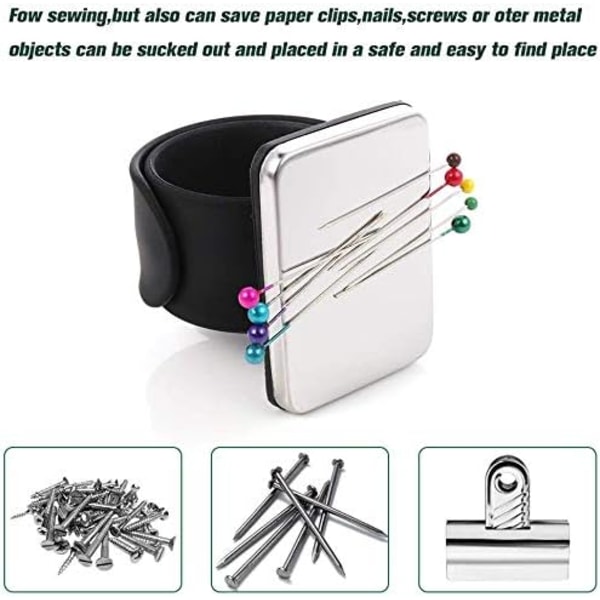 Svart magnetisk håndleddsstropp, 1 stk., magnetisk syholdere, magnetisk synålspute, magnetisk nåleholder med håndleddsstropp for DIY-sying og brodering