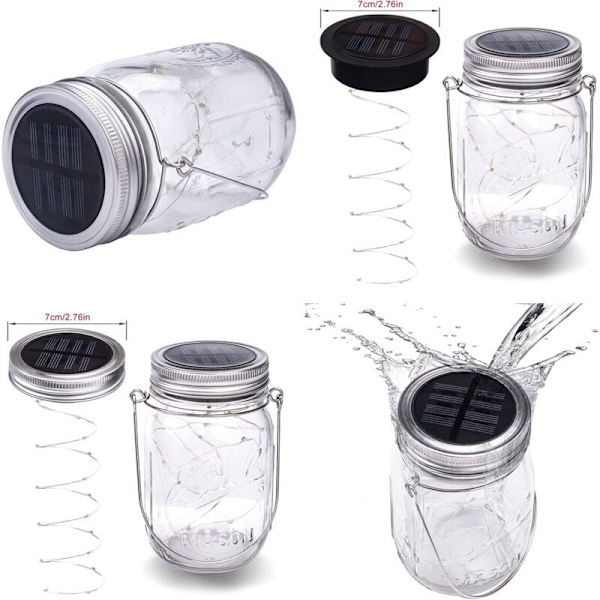 3 stycken Solarlampor Utomhus - 30LED Solcellslampor Utomhus Trädgård, IP65 Vattentät Utomhuslykta, Mason Jar Solcellshängande Lampor för Trädgårdsträd P