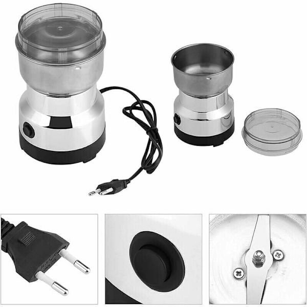 Elektrisk kaffekvern, nøtte- og kornkvern, matkvern i rustfritt stål, kaffekvern og elektrisk blenderkvern for kaffebønner, linfrø og