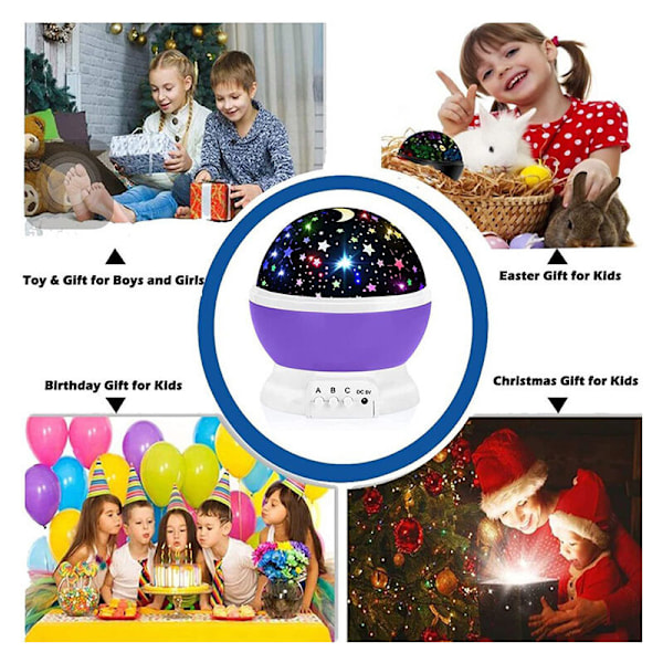 Tålig projektion av 360° roterande takstjärnor, 8 färglägen, present till baby, jul, födelsedag