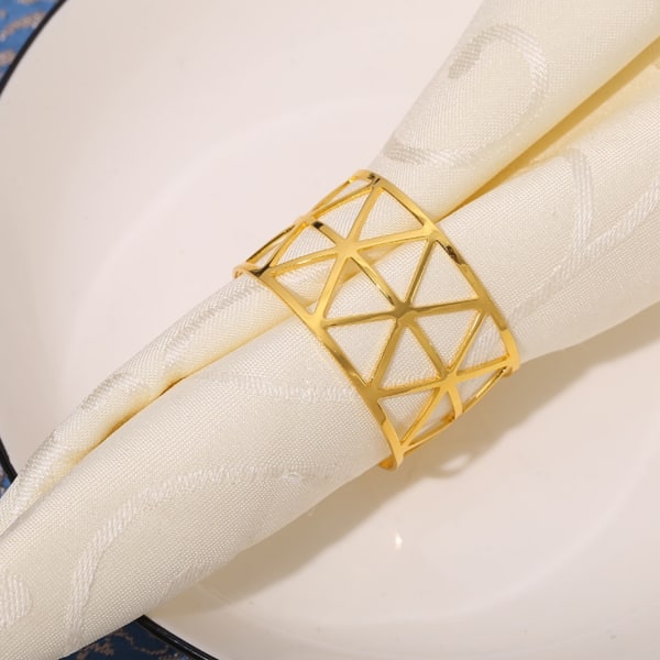 Guld Servettringar, Metall Servettring Blad Servett Loop för Bröllop Fest Middag Födelsedag Bordsdekoration 6st