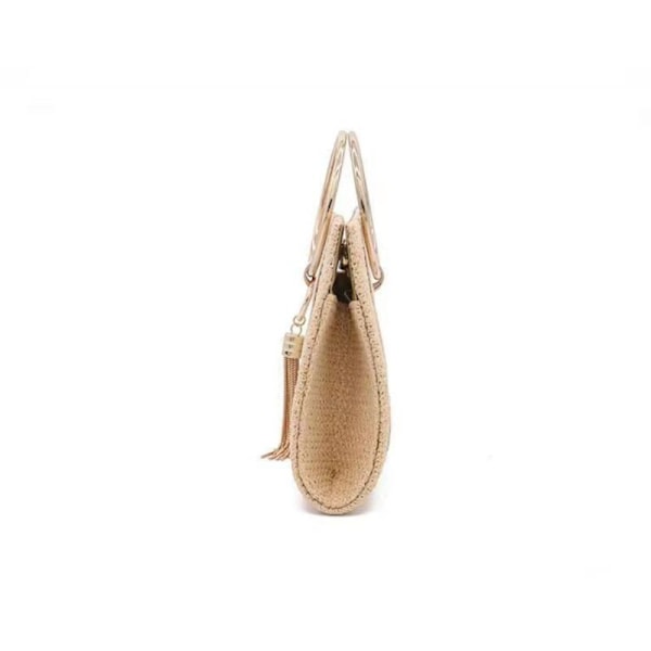 Aprikoosinvärinen clutch ketjulla, pieni käsilaukku kristallikahvalla ja strasseilla, hääillallislaukku naisille
