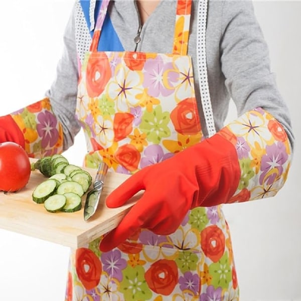 Köksgummihandskar för diskning (röd längd 40 cm), utan foder