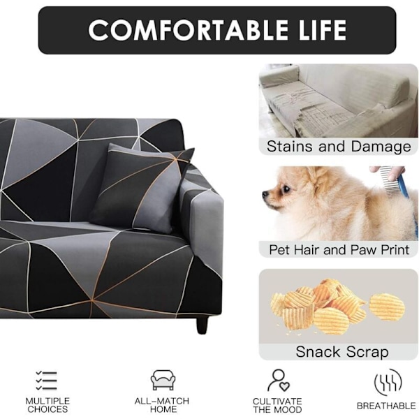 Uttrekkbart sofatrekk Curses Trykt Elastisk Sofa Sofatrekk For Sofa 1 Sittepute Sofabeskyttelse Universelle Møbler (2 Seter, Black Magic) uten ea