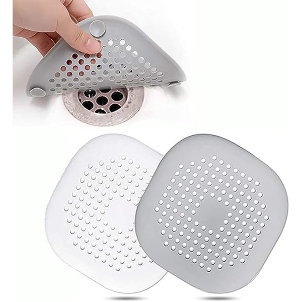 2 pakke silikone afløbsbeskyttere (hvid + grå), køkkenvask Str
