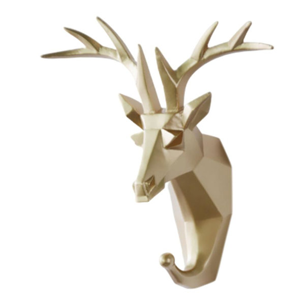 Harpiks Dyrehode Krokhenger Stativholder Veggmontering Hjem Rom Innredning Frakk Hat Nøkkelkrok Gull(Golden Deer)