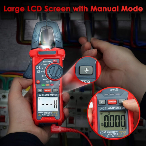 Digital TRMS 2000 räknar NCV klämma mätare, automatisk professionell multimeter, voltmeter, amperemeter, AC/DC spänningstestare, AC ström, motstånd, kontin