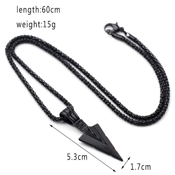 Herre trekant halskæde (sort), Viking perle vedhæng herrearmbånd tog pil Viking stil, rustfrit stål lagkæde smykker gave til far,