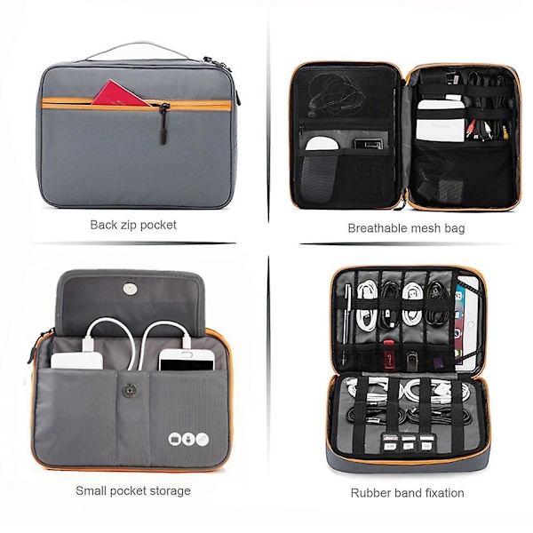 Høy kvalitet nylon 2-lags reiseveske for elektroniske tilbehør, reiseveske for gadgets, perfekt størrelse for iPad