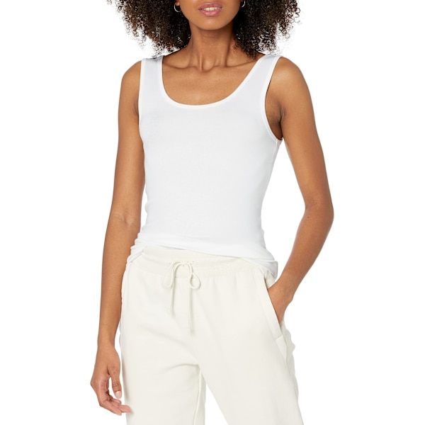 Kvinners Slim-Fit Tank, 2-pakning (hvit, one size)